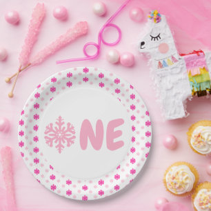 Prato De Papel Placa de primeiro aniversario em floco de neve