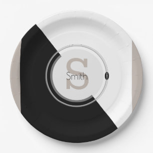 Prato De Papel Placa Descartável Gráfico de Bloco de Monograma 