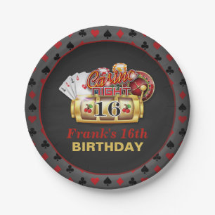 Prato De Papel Placa do aniversário do casino - 16o aniversário