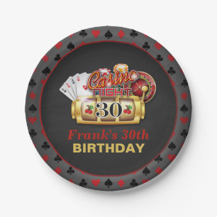 Prato De Papel Placa do aniversário do casino - aniversário de