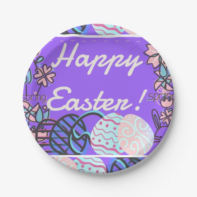 Prato De Papel Placa do felz pascoa (Frente)