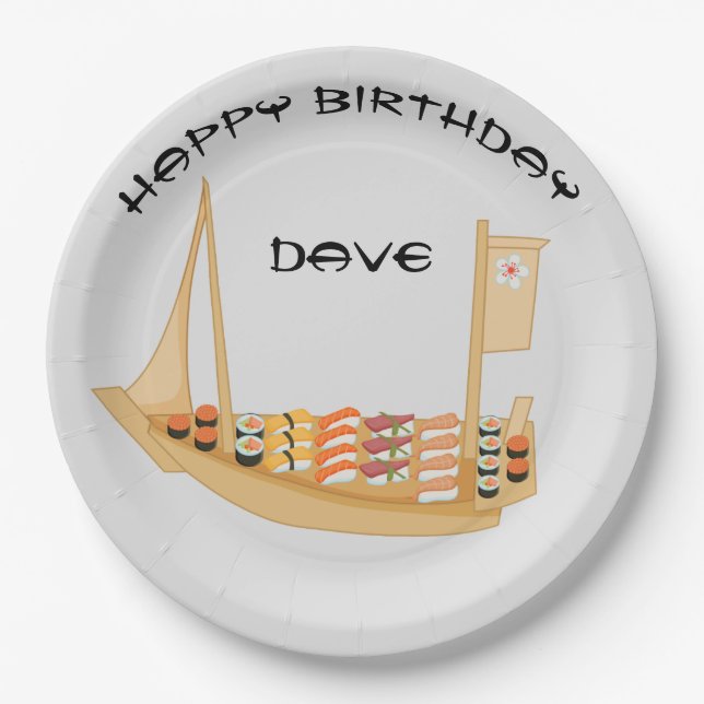 Prato De Papel Placa do Partido Sushi (Frente)