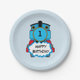 Prato De Papel Placa feliz do aniversário do menino do trem