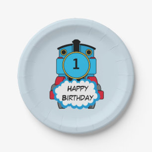 Prato De Papel Placa feliz do aniversário do menino do trem