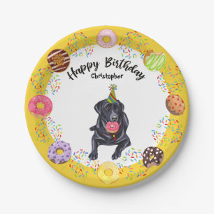 Prato De Papel Placa Festa de aniversário Black Labrador Retrie
