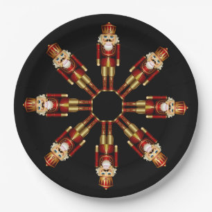 Prato De Papel Placa Jante de Noz-cracker Vermelho e Dourado