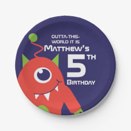 Prato De Papel Placa personalizada de 5 de aniversário para rapaz