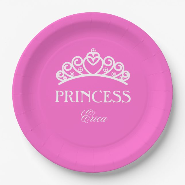 Prato De Papel Placa princesa personalizada com nome (Frente)