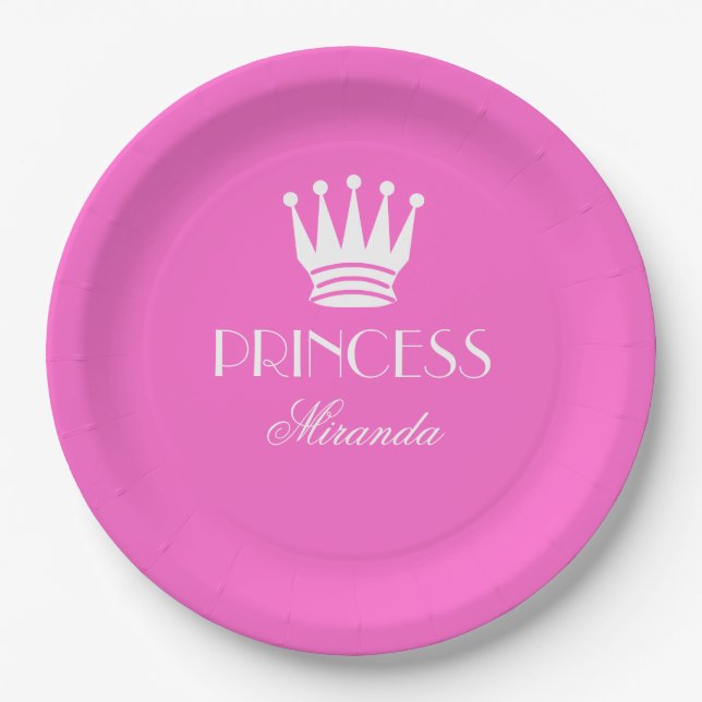 Prato De Papel Placa princesa personalizada com nome (Frente)