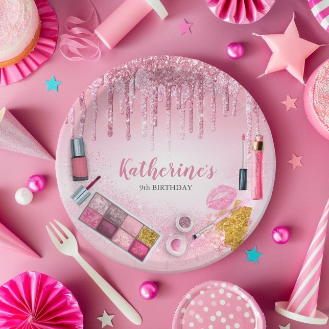 Prato De Papel Placa Spa Party Glam Girl Festa de aniversário Sal (Spa Party Glam Girl Birthday Party Salon Plate)