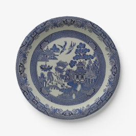 Prato De Papel Placas azuis redondas do salgueiro feitas do