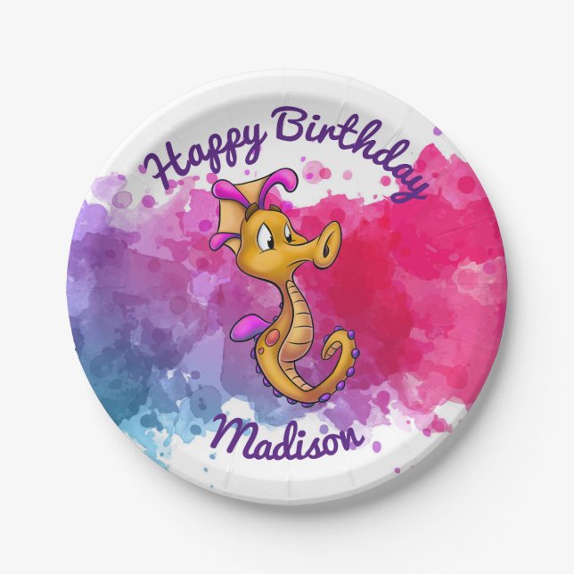 Prato De Papel Placas bonitos do partido do cavalo marinho (Frente)