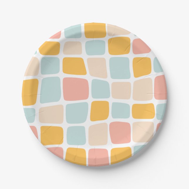 Prato De Papel Placas Coloridas do Partido Wavy Cobblestone (Frente)