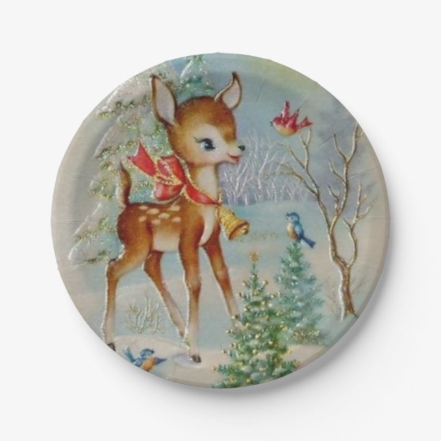 Prato De Papel Placas da festa natalícia dos cervos do natal (Frente)