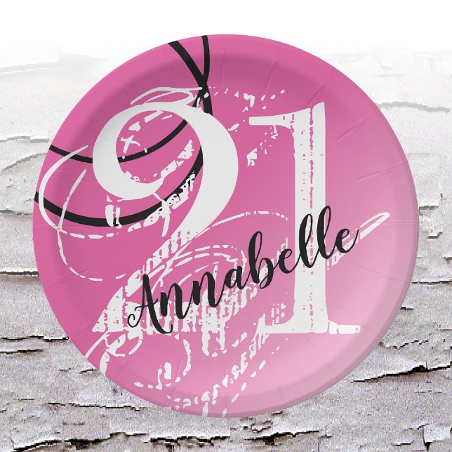 Prato De Papel Placas de Abstrato de papel Elegante aniversário d (Depiction of Front of Paper Plate)