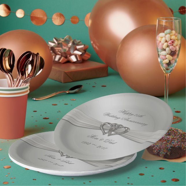 Prato De Papel Placas de Aniversário de Casamento de 25 de Silver (Múltiplo)