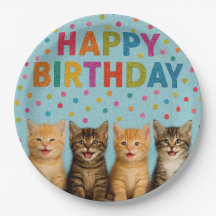 Placas de aniversário de gatos bonitas e coloridas