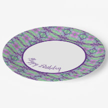 Placas de Aniversário de Papel Limão e Roxo Escuro