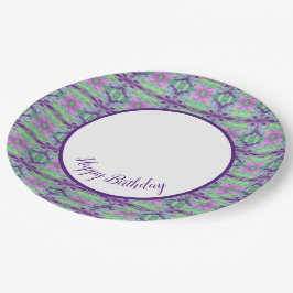 Prato De Papel Placas de Aniversário de Papel Limão e Roxo Escuro