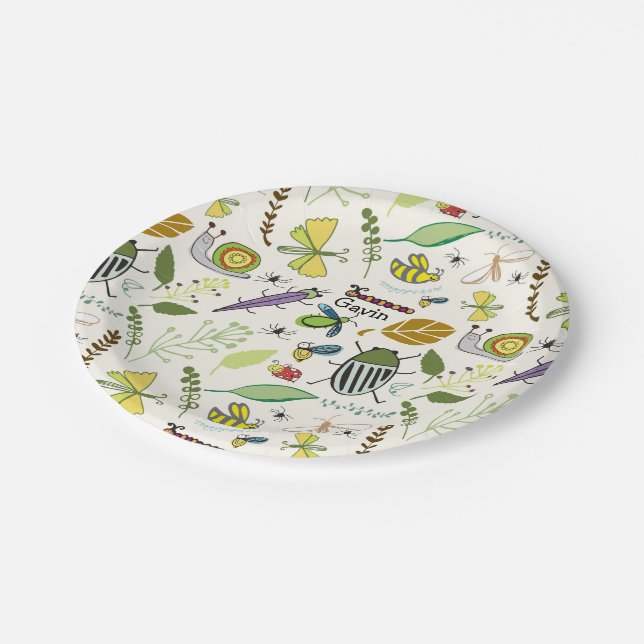 Prato De Papel Placas de Aniversário do inseto Personalizadas (Inclinado)