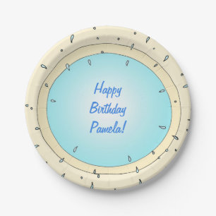 Prato De Papel Placas de Aniversário Personalizadas de Piscina M