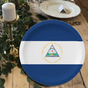 Prato De Papel Placas de bandeira da Nicarágua, festa, esportes,