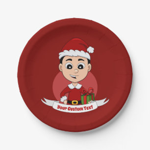 Prato De Papel Placas de cartografia de menino de Natal