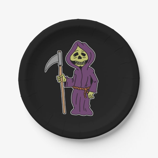 Prato De Papel Placas de Cartoon de Reaper do Halloween Grim (Frente)