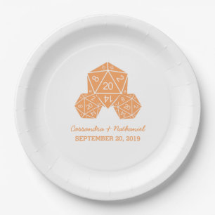 Prato De Papel Placas De Casamento De Dice Laranja D20