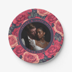 Prato De Papel Placas De Casamento De Rosa Único Para Festa De So