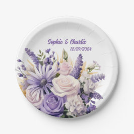 Prato De Papel Placas De Casamento Personalizadas Florais De lava