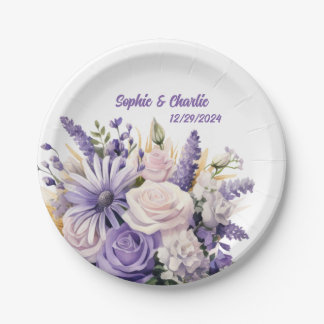 Prato De Papel Placas De Casamento Personalizadas Florais De lava