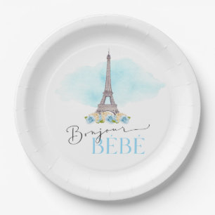 Prato De Papel Placas de Chá de fraldas da Torre Eiffel Bonjour B