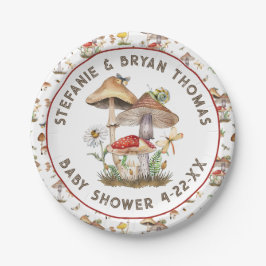Prato De Papel Placas de Chá de fraldas de Cogumelos Aquarela | W