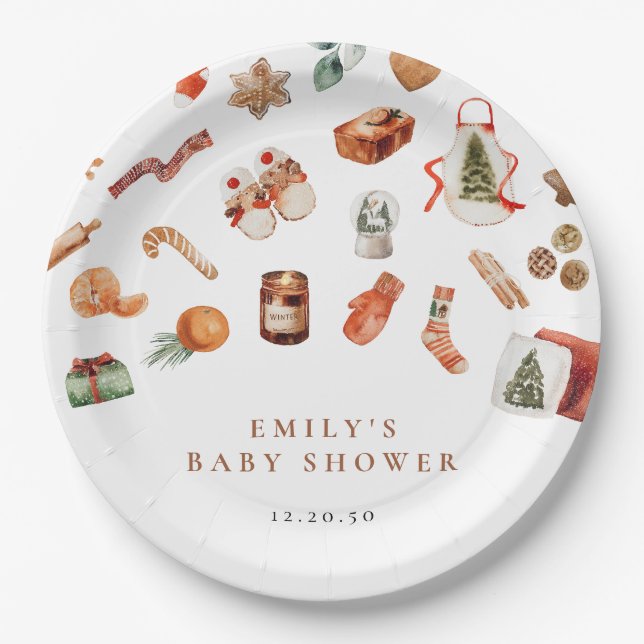 Prato De Papel Placas de Chá de fraldas de Natal de inverno (Frente)