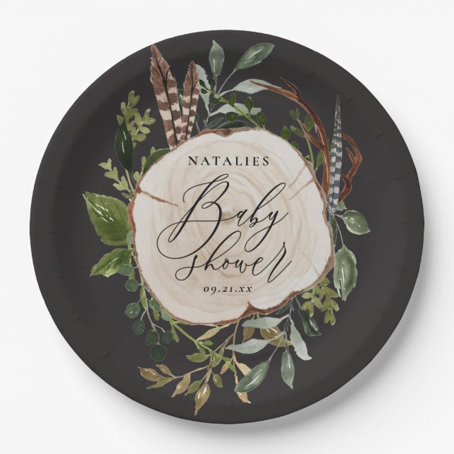 Prato De Papel Placas de chá de fraldas para fatias de madeira ru (Frente)