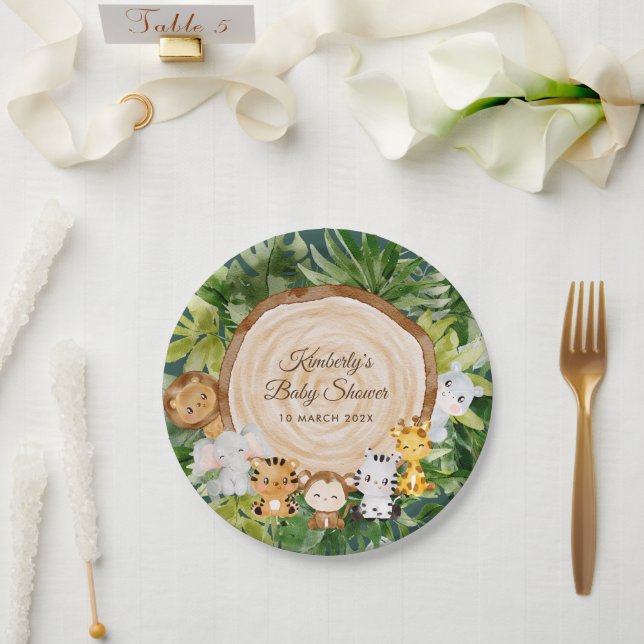 Prato De Papel placas de chá de fraldas safari selva (Casamento)