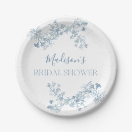 Prato De Papel Placas de Chá de panela Floral Azul