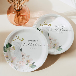 Prato De Papel Placas de Chá de panela Floral Elegante Blush