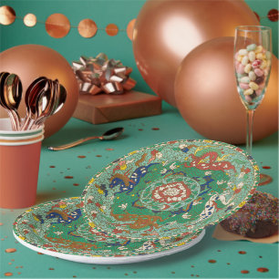 Prato De Papel Placas de Design de cavalos chinesas