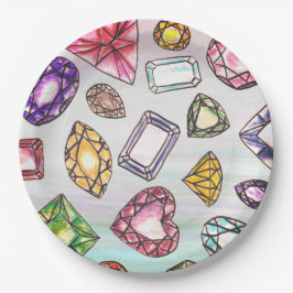 Prato De Papel Placas de Design de gemstone