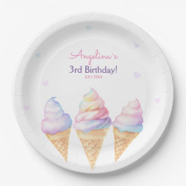 Prato De Papel Placas de festa de aniversário com sorvete doce.