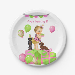 Prato De Papel Placas De Festa de aniversário De Dachshund Para 