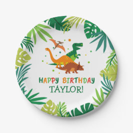 Prato De Papel Placas de Festa de aniversário de dinossauro