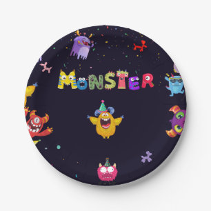 Prato De Papel Placas de Festa de aniversário de Monstro Engraçad