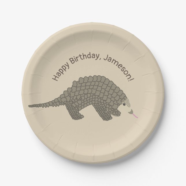 Prato De Papel Placas de Festa de aniversário de Pangolins (Frente)