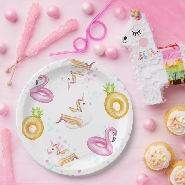 Prato De Papel Placas de Festa de aniversário de Piscina flutuant (Festa)