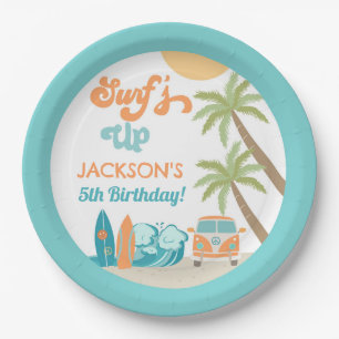 Prato De Papel Placas de Festa de aniversário de praia do Surf su