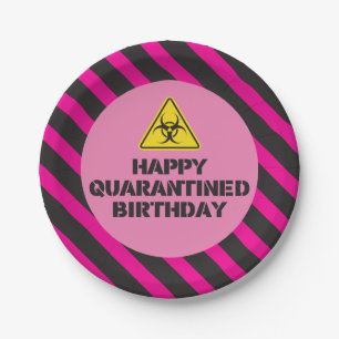 Prato De Papel Placas de Festa de aniversário de quarentena rosa