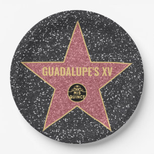 Prato De Papel Placas de Festa de aniversário do Hollywood Star M